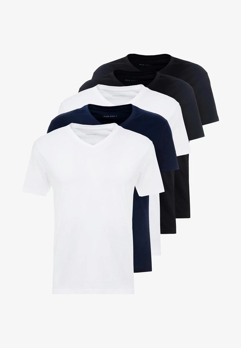 Pier One 5 PACK - T-Shirt Basic - White/blue/black 5 Pier One 5 PACK - T-Shirt Basic - White/blue/black – Bild 5