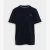 Pier One PIQUE EMBRO DETAIL - T-Shirt Basic - Dark Blue