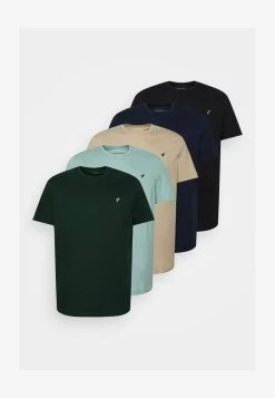 Pier One 5 PACK - T-Shirt Basic - Dark Green/beige/light Blue -Pier One 7af36362bd71478faf64c035d446b9b1