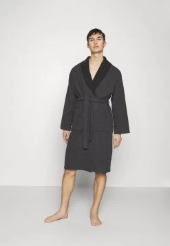 Pier One SHAWL TOWEL BATHROBE - Bademantel - Dark Grey