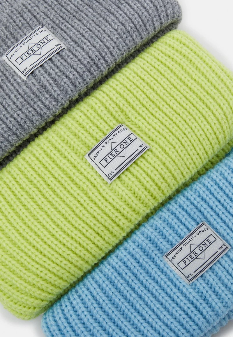 Pier One UNISEX 3 PACK - Mütze - Grey, Neon Green, Light Blue 3 Pier One UNISEX 3 PACK - Mütze - Grey, Neon Green, Light Blue – Bild 3