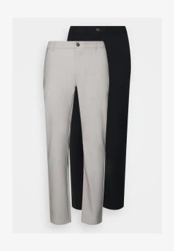 Pier One 2 PACK - Stoffhose - Mottled Light Grey/black