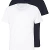 Pier One 2 PACK - T-Shirt Basic - White/dark Blue