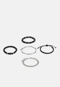 Pier One 5 PACK - Armband - Silver-coloured, Black -Pier One de06228a4ecd40d48ae078a71578fdd3 1