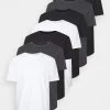 Pier One 7 PACK - T-Shirt Basic - Mottled Dark Grey/white/black